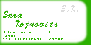 sara kojnovits business card